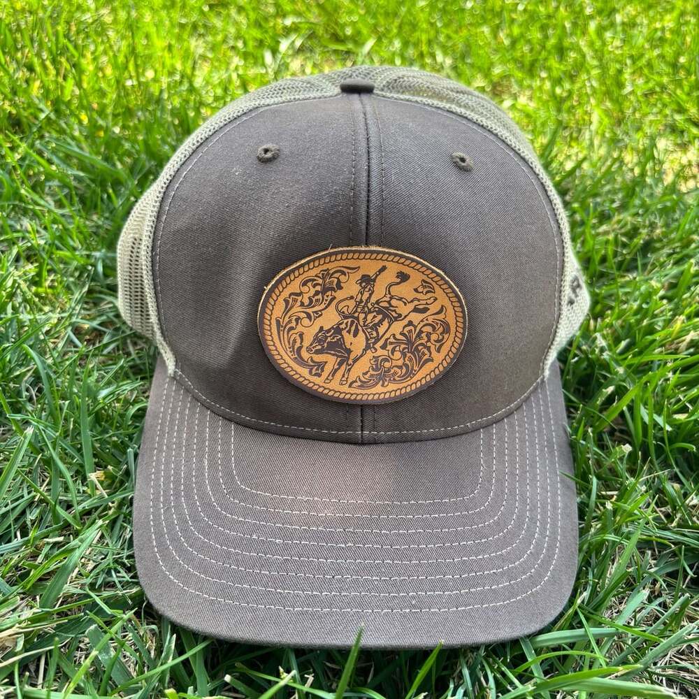 Ariat R112 Bull Rider Leather Patch Trucker Hat Brown
